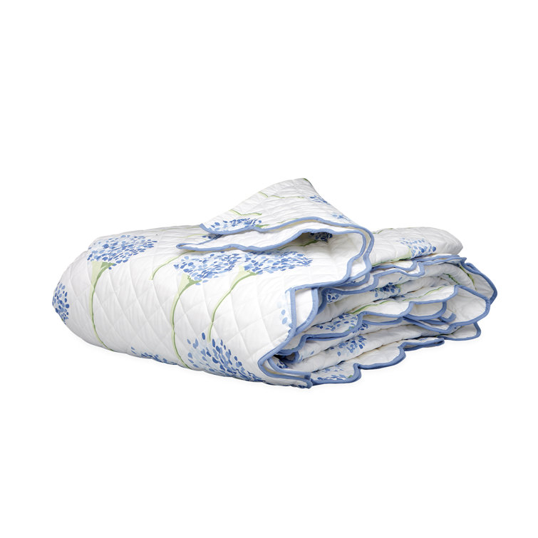 King Size Azure Cotton Floral Quilt