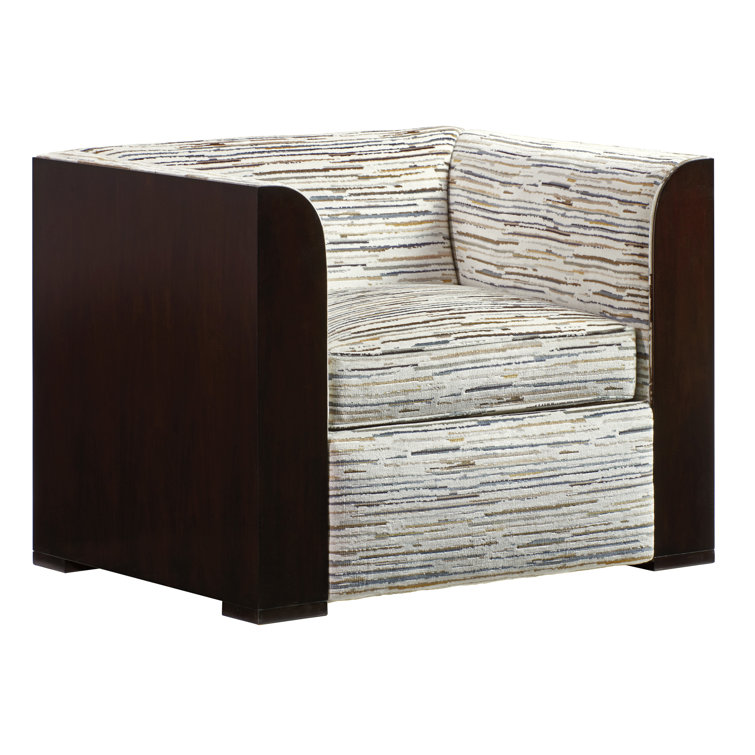 Brown Walnut and Fabric Luxe Transitional Armchair