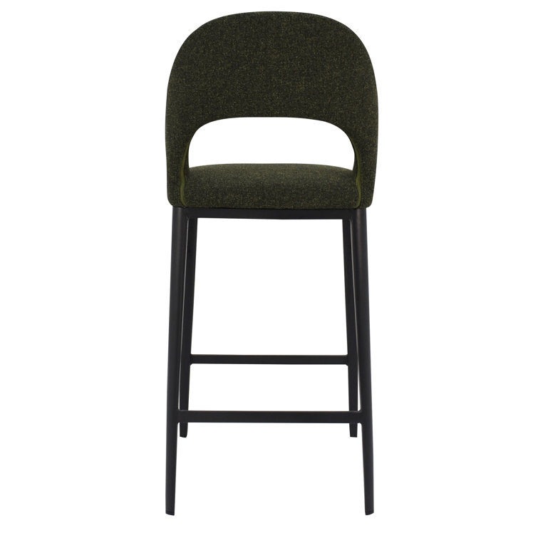 Contemporary Teal Velvet & Metal Counter Stool, 16.5"W