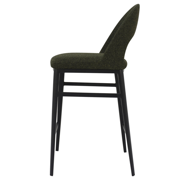 Contemporary Teal Velvet & Metal Counter Stool, 16.5"W