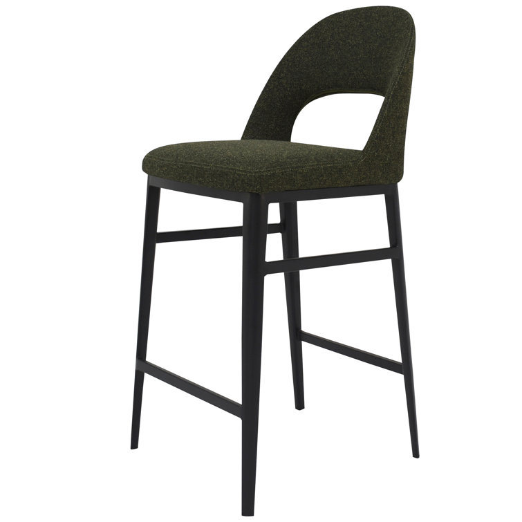 Contemporary Teal Velvet & Metal Counter Stool, 16.5"W