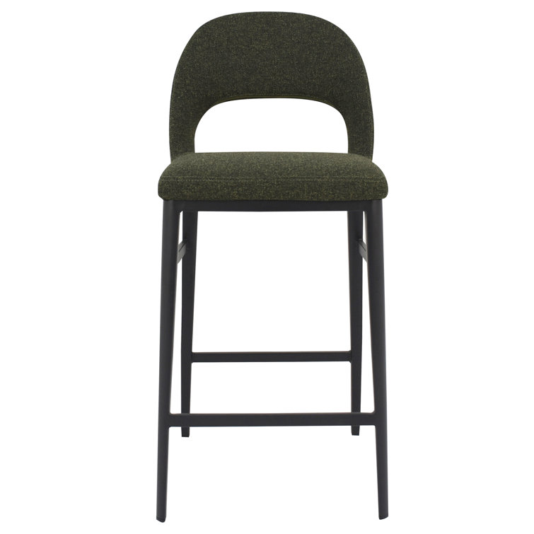 Contemporary Teal Velvet & Metal Counter Stool, 16.5"W