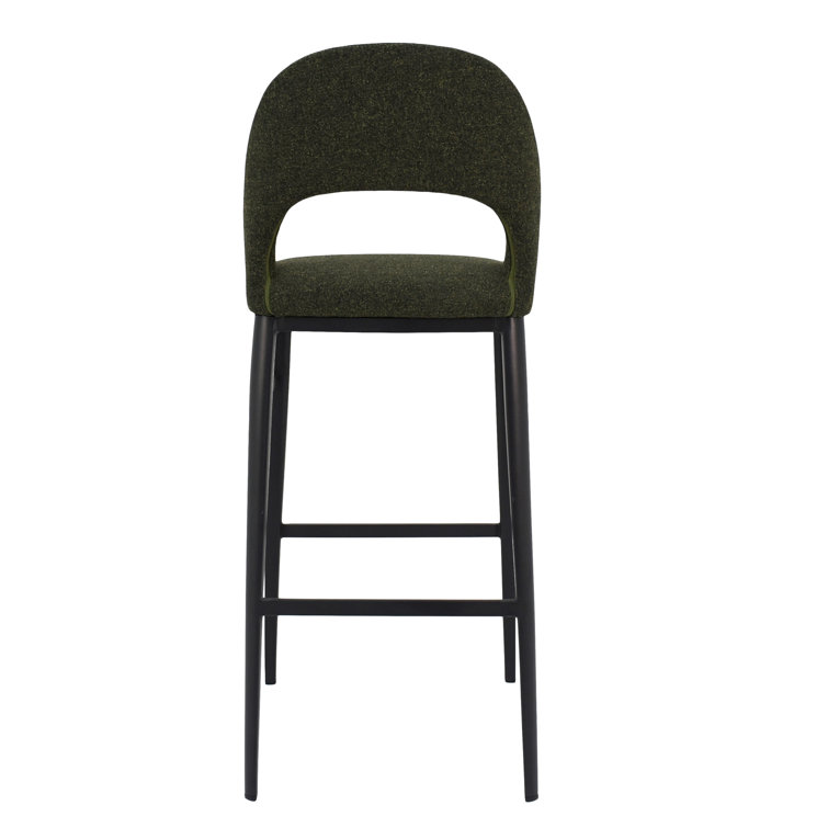 Contemporary Teal Velvet & Metal Counter Stool, 16.5"W