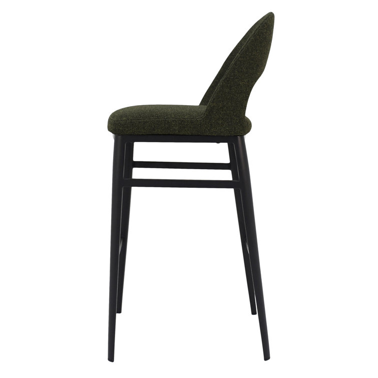 Contemporary Teal Velvet & Metal Counter Stool, 16.5"W