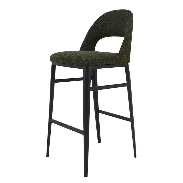 Contemporary Teal Velvet & Metal Counter Stool, 16.5"W