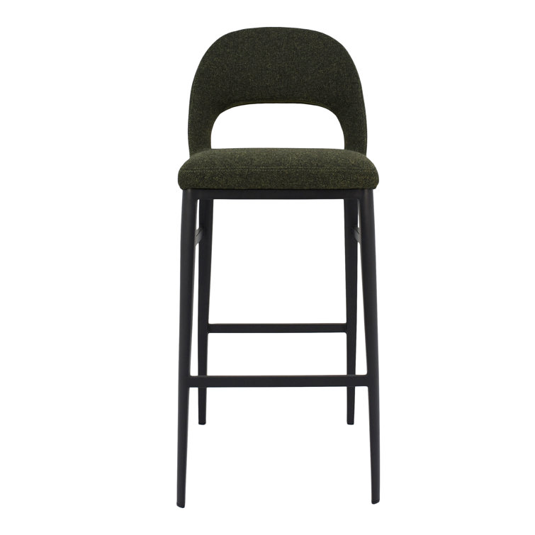 Contemporary Teal Velvet & Metal Counter Stool, 16.5"W