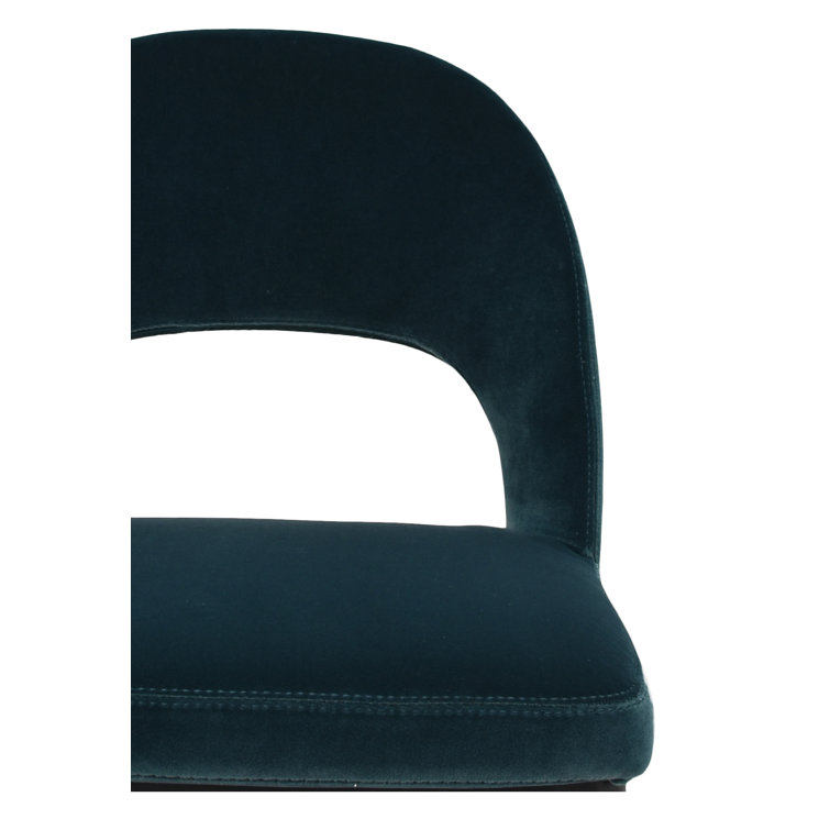 Teal Upholstered Steel Frame Counter Stool with Low Back