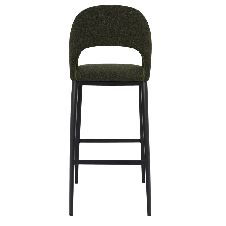 Contemporary Teal Velvet & Metal Counter Stool, 16.5"W