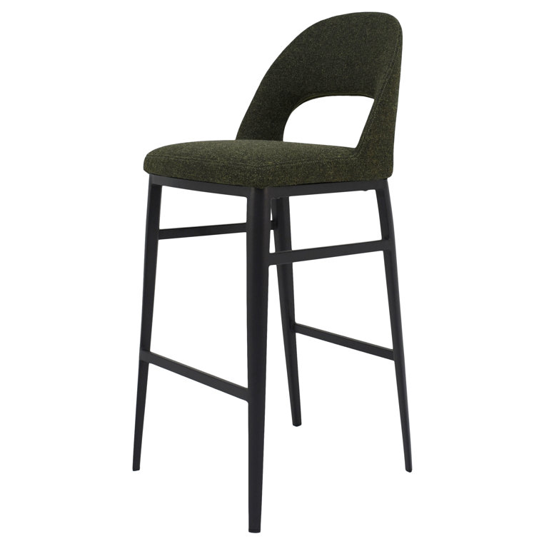 Contemporary Teal Velvet & Metal Counter Stool, 16.5"W