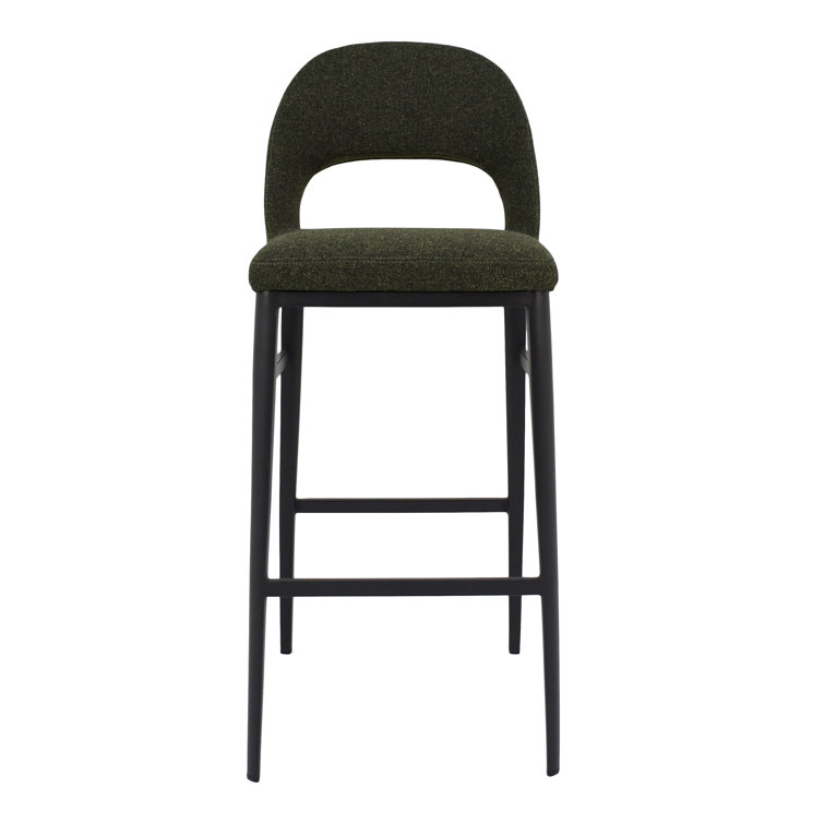 Contemporary Teal Velvet & Metal Counter Stool, 16.5"W