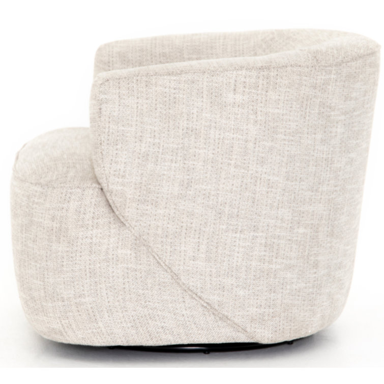 Iona Low-Back Marled Light-Grey Fabric Swivel Chair