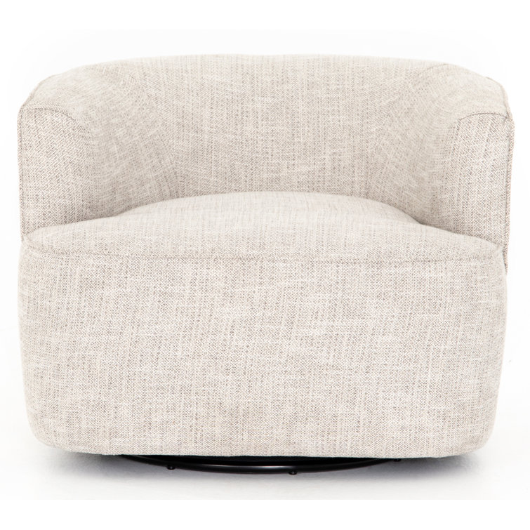 Iona Low-Back Marled Light-Grey Fabric Swivel Chair