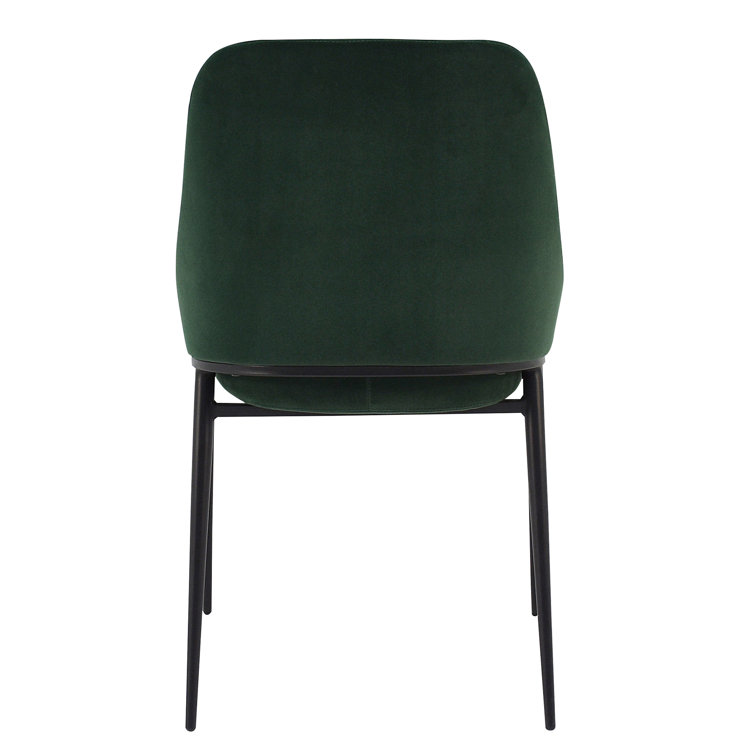 Vivian Green Velvet Upholstered Side Chair with Metal Legs - Set of 2