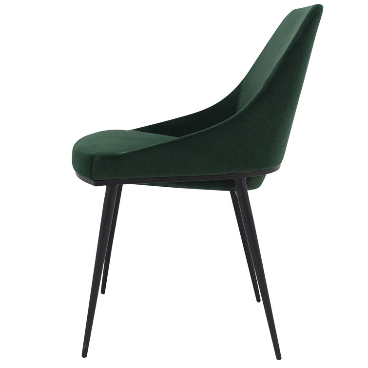 Vivian Green Velvet Upholstered Side Chair with Metal Legs - Set of 2