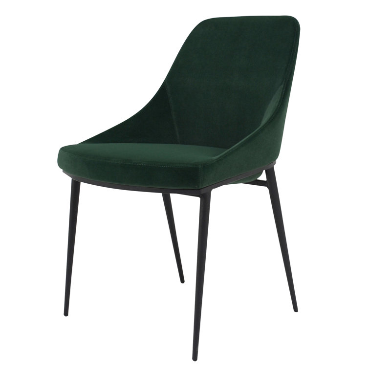 Vivian Green Velvet Upholstered Side Chair with Metal Legs - Set of 2