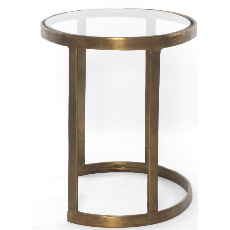 Gold and White Oval Marble Glass Nesting Coffee Table