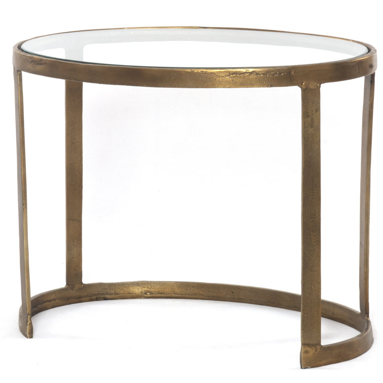 Gold and White Oval Marble Glass Nesting Coffee Table