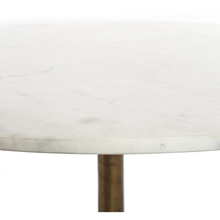 32" Gold and White Contemporary Round Marble Coffee Table with Storage