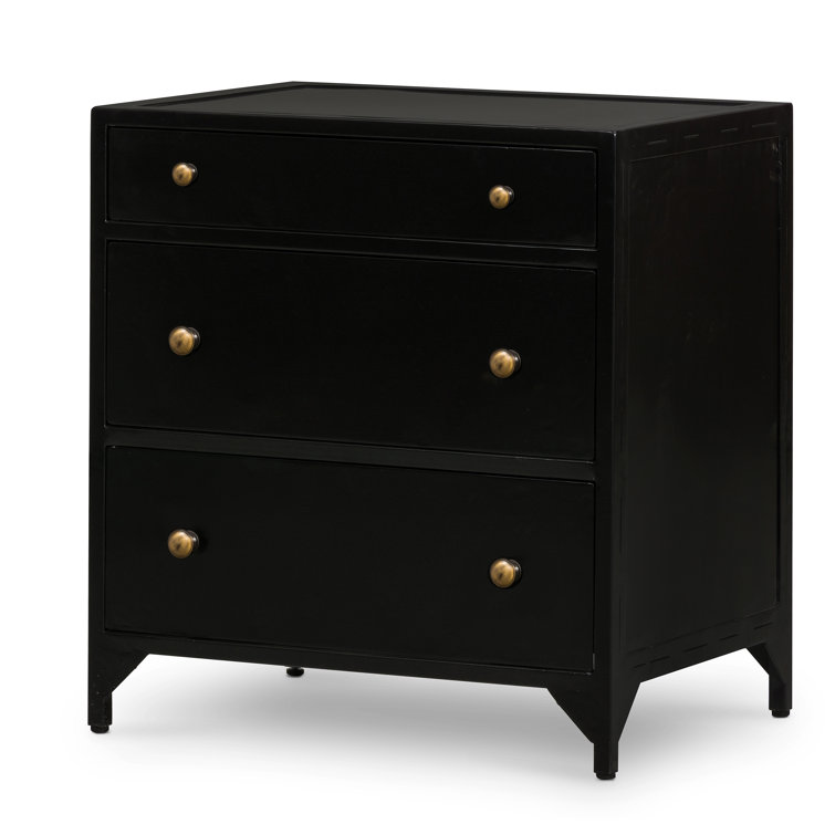 Belmont Industrial Black Iron 3-Drawer Nightstand