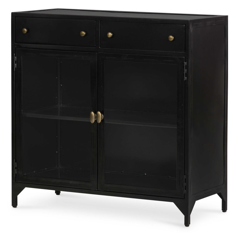 Modern Black Iron & Glass Shadow Box Display Cabinet
