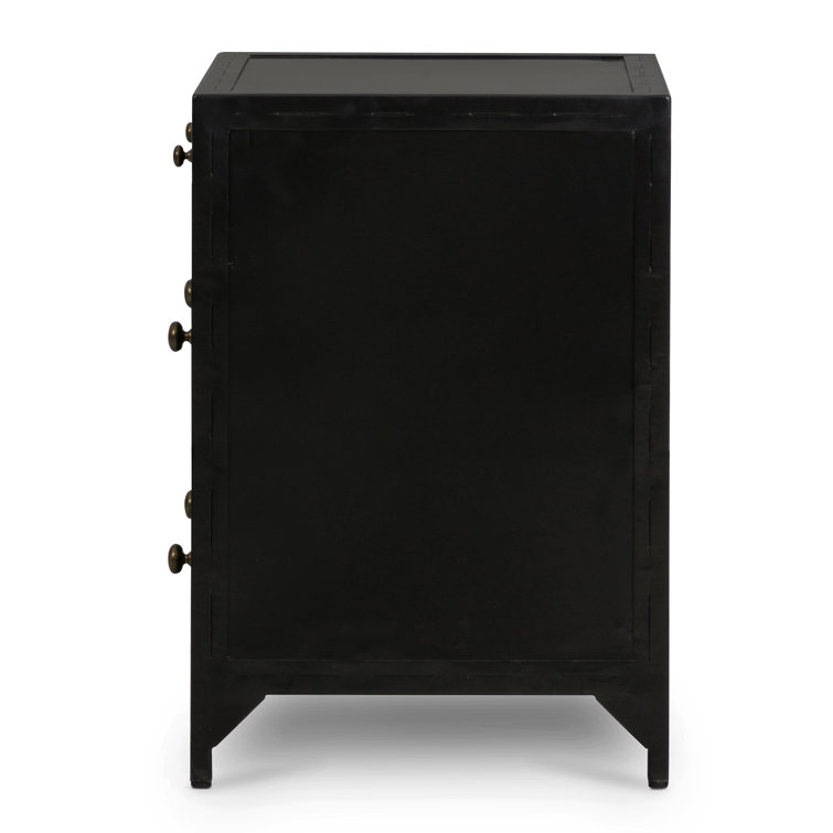 Belmont Industrial Black Iron 3-Drawer Nightstand