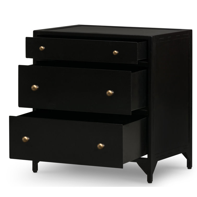 Belmont Industrial Black Iron 3-Drawer Nightstand