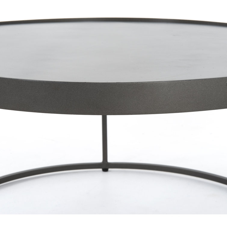 Gray and White Marble Round Metal Nesting Coffee Table