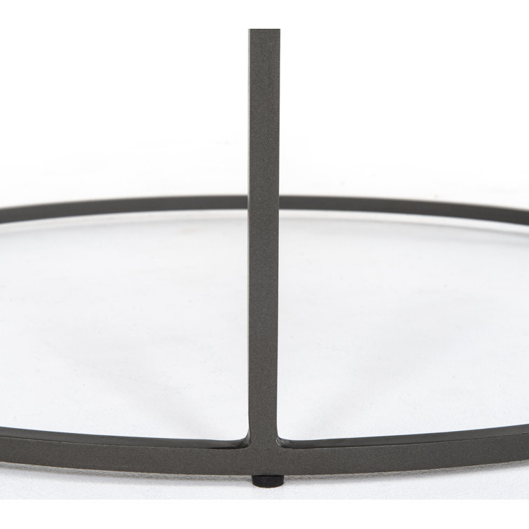 Gray and White Marble Round Metal Nesting Coffee Table