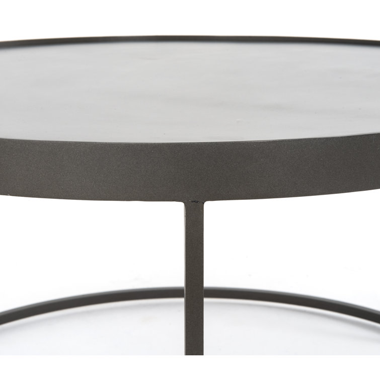Gray and White Marble Round Metal Nesting Coffee Table