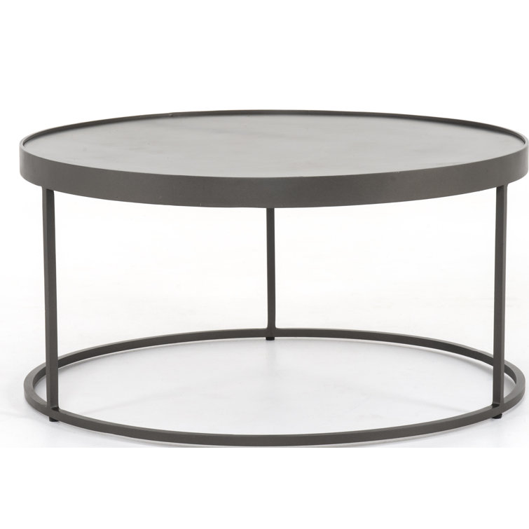 Gray and White Marble Round Metal Nesting Coffee Table
