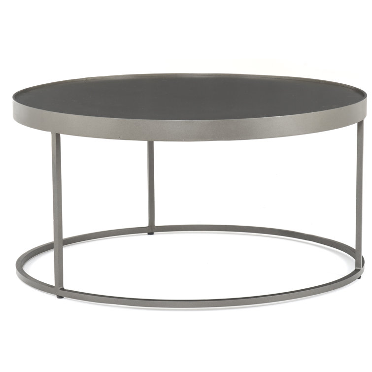 Gray and White Marble Round Metal Nesting Coffee Table
