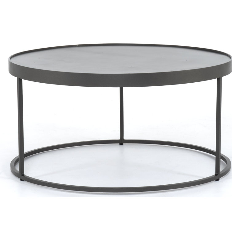 Gray and White Marble Round Metal Nesting Coffee Table