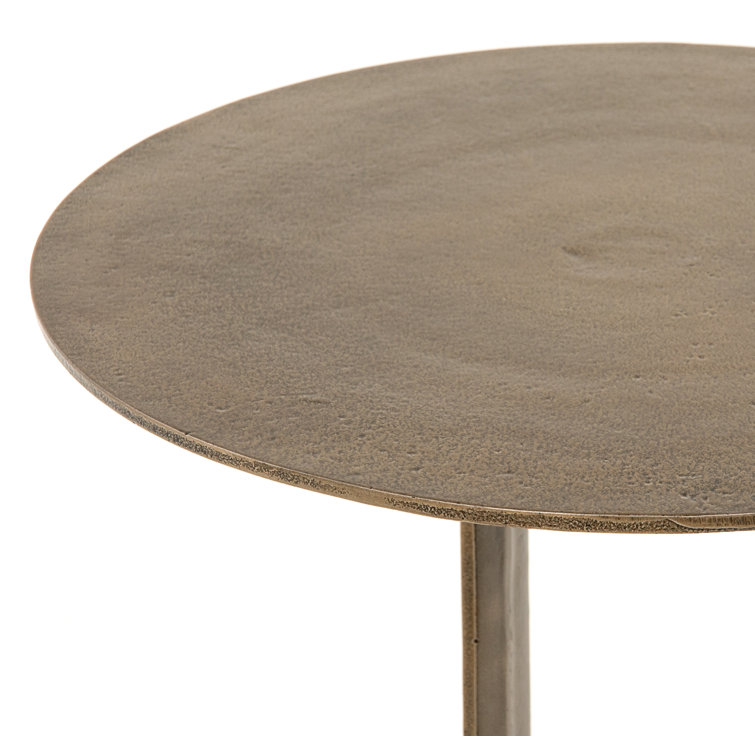 Aged Bronze Round Metal End Table