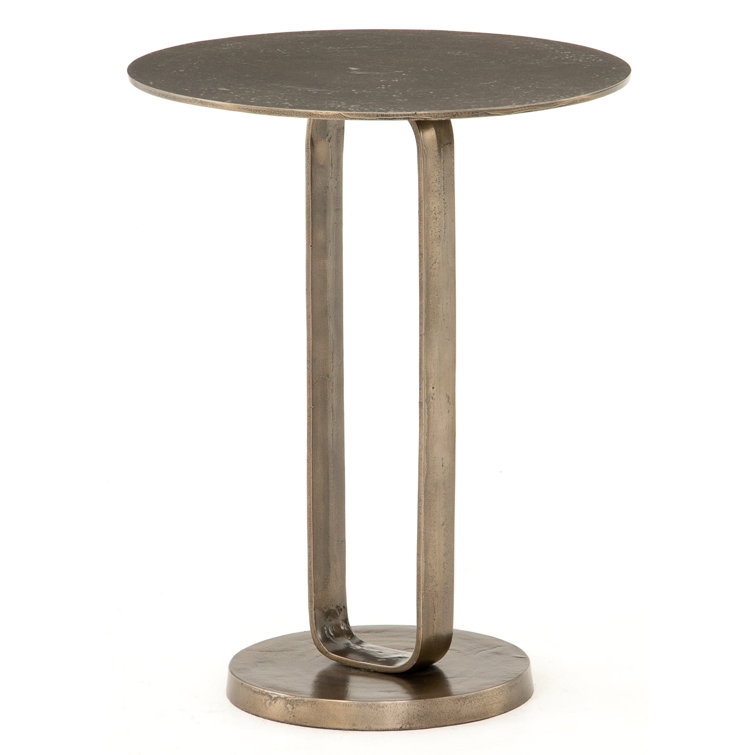 Alethea Modern Gold Round Side Table - Indoor/Outdoor
