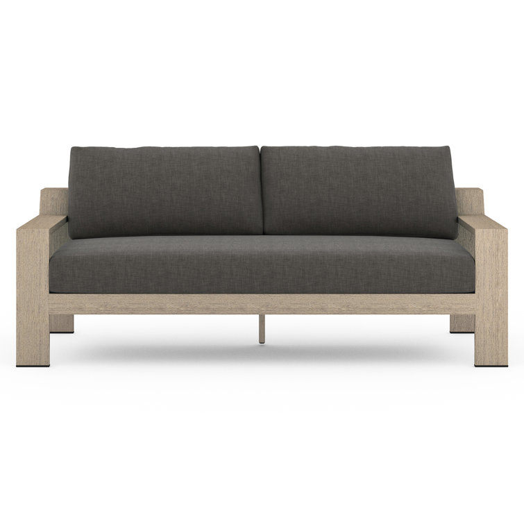 Stone Gray Teak Two-Seat Outdoor Couch