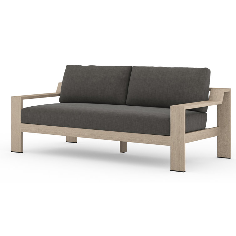 Stone Gray Teak Two-Seat Outdoor Couch