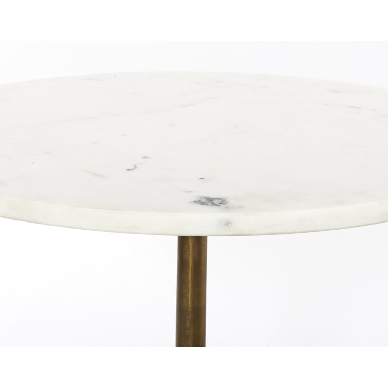 Parker Round White Marble and Gold Metal End Table