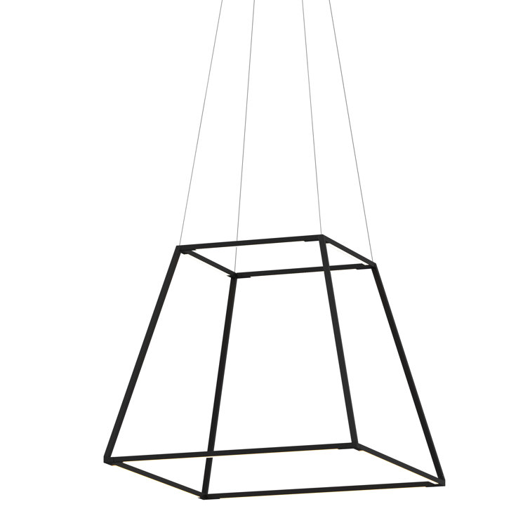 Z-Bar Rise Square Matte Black 8-Light LED Pendant