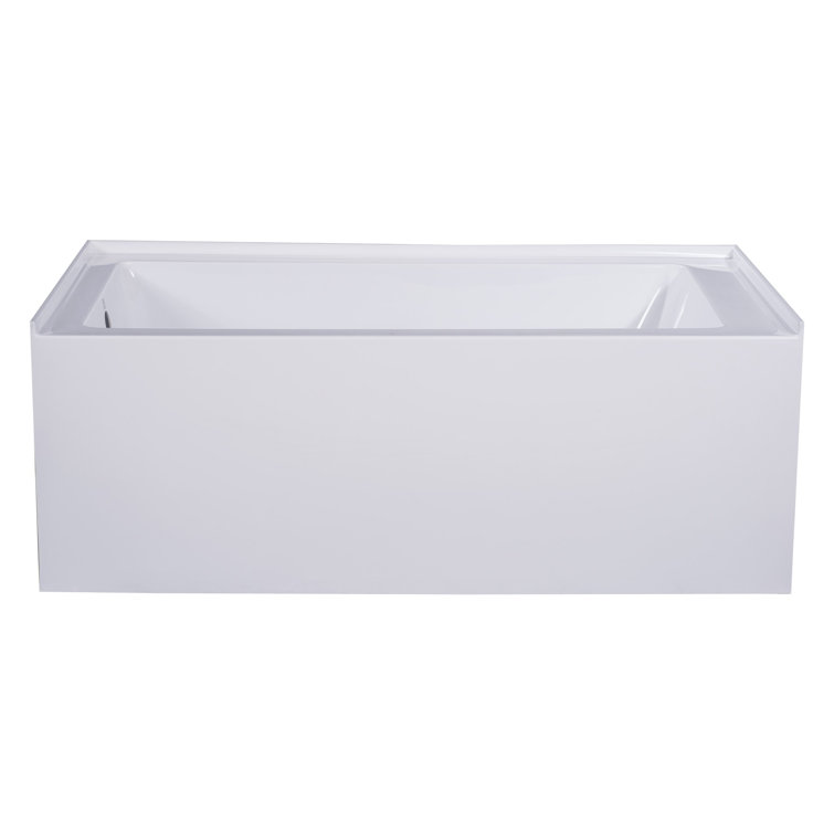 66-Inch White Acrylic Rectangular Soaking Bathtub with Apron Front