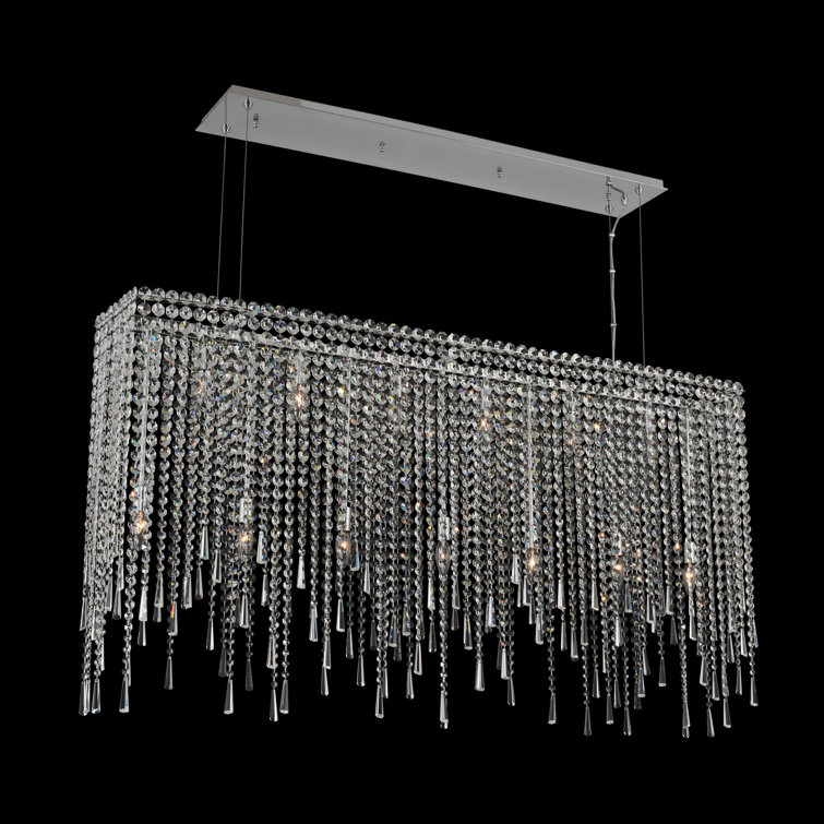 Gocce 56" Chrome Crystal 13-Light Kitchen Island Pendant