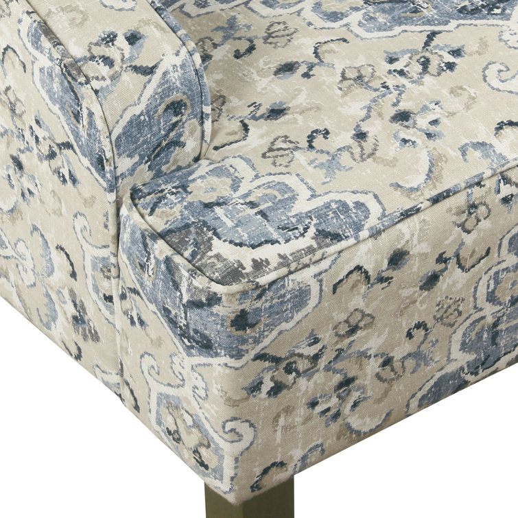 Antique Blue Classic Swoop Accent Armchair with Wood Legs