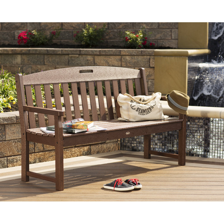 Ash Charcoal 60" Polypropylene Outdoor Bench with Headboard