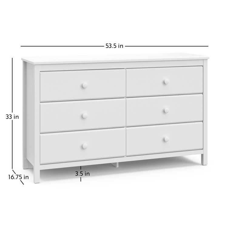 Alpine White 6-Drawer Nursery Dresser with Spacious Storage