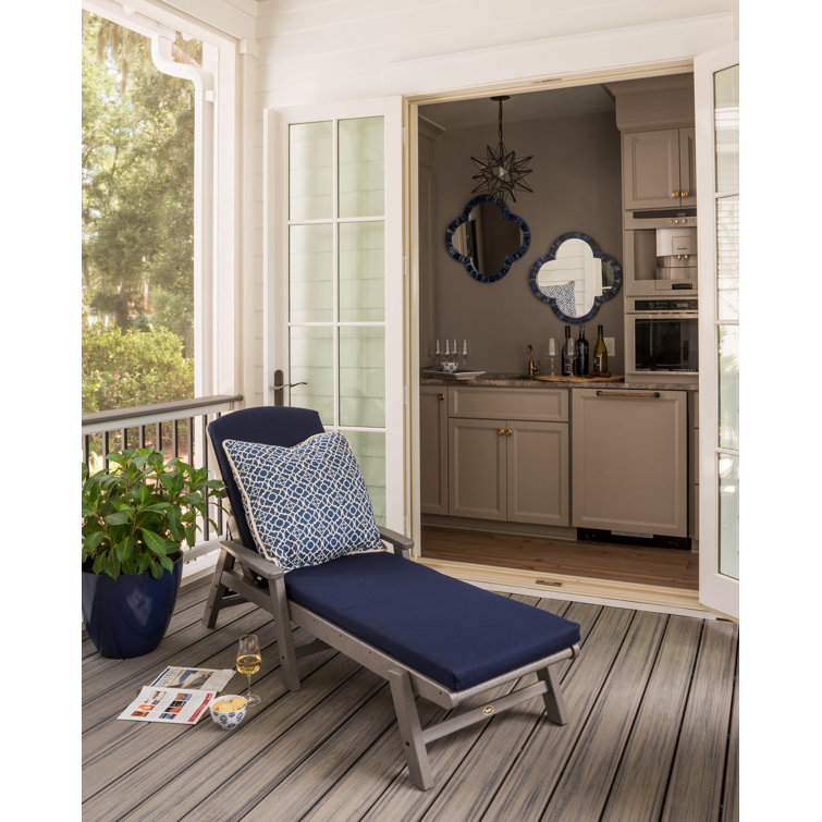 Stepping Stone Gray HDPE Chaise Lounger with Arms