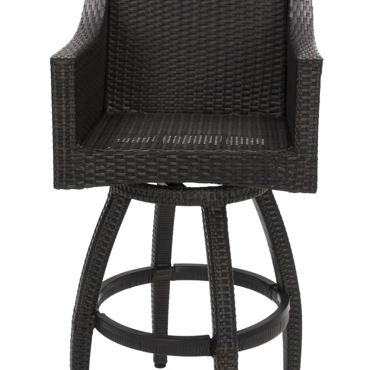 Modern Swivel Outdoor Chair Set with Spa Blue Cushions