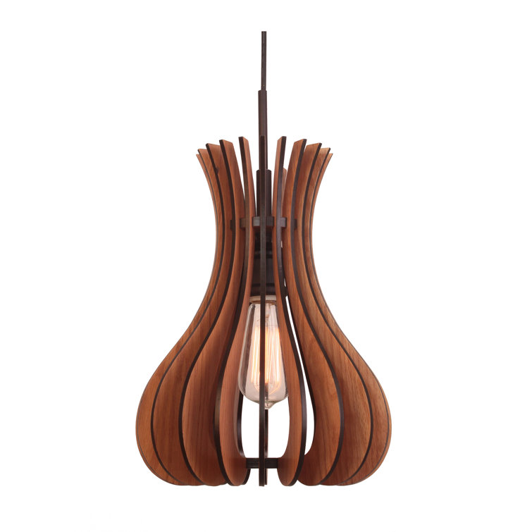 Scandinavian Mid-Century Modern Bronze/Wenge Wood Pendant Light