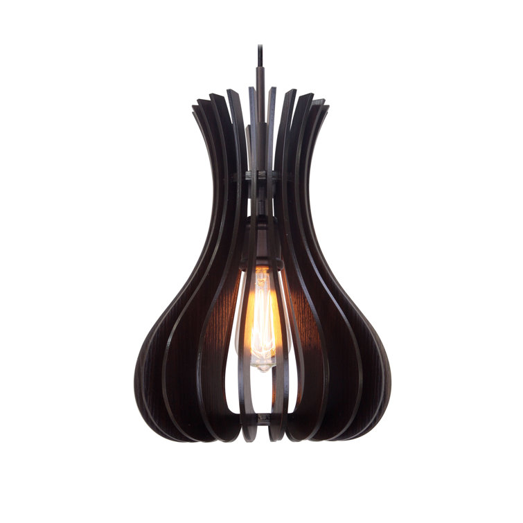 Scandinavian Mid-Century Modern Bronze/Wenge Wood Pendant Light