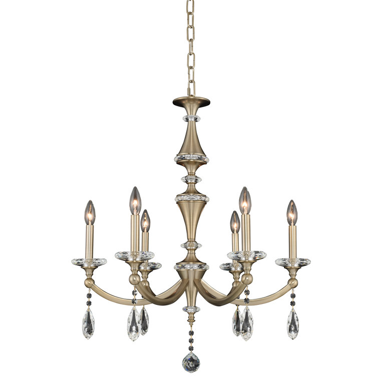Matte Brushed Champagne Gold Crystal Candle Chandelier