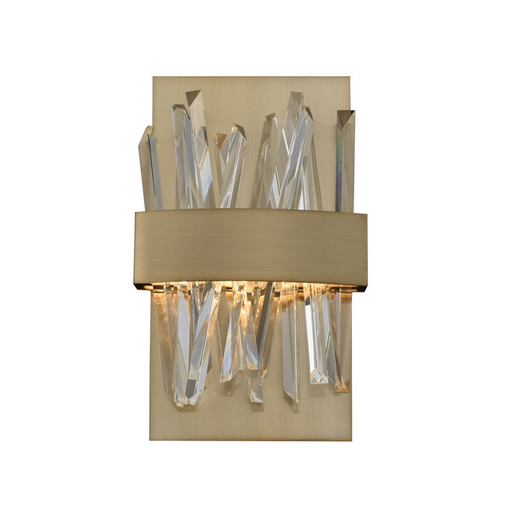 Brushed Champagne Gold LED Wall Sconce with Crystal Accents