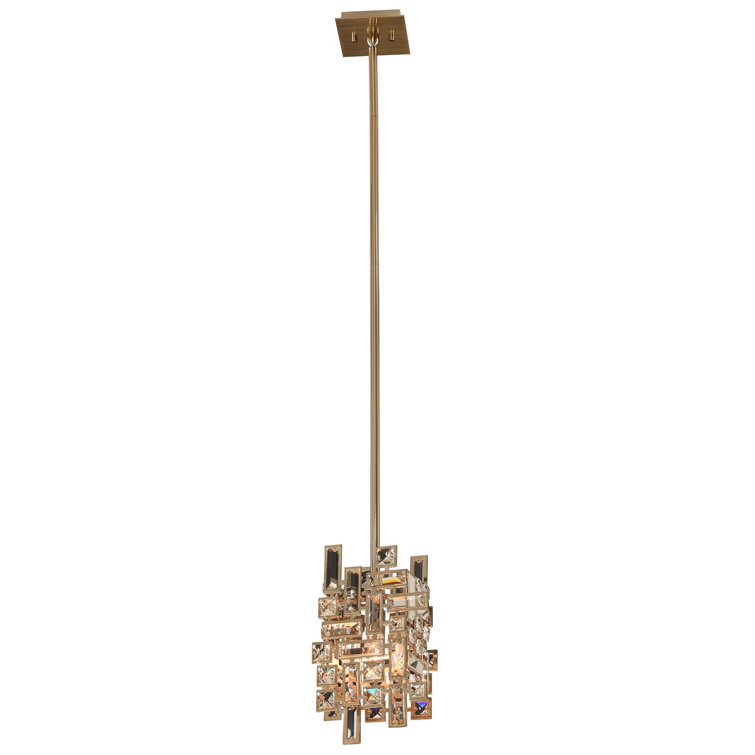 Brushed Champagne Gold Mini Pendant with Clear Crystals
